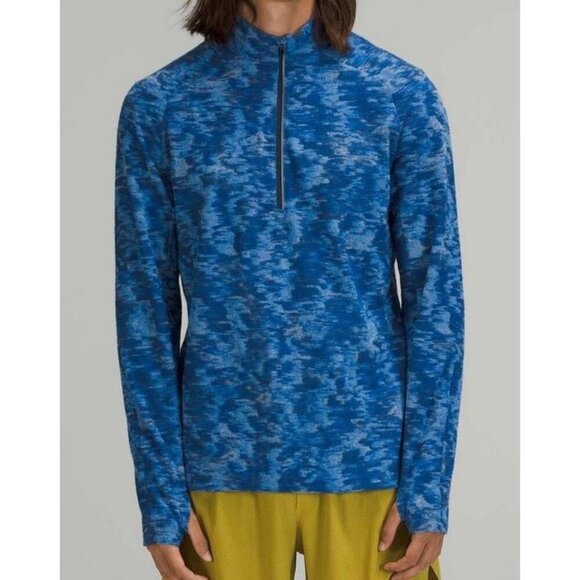 Lululemon Surge Warm Half Zip Jacquard Chambray Size Medium - Picture 1 of 9